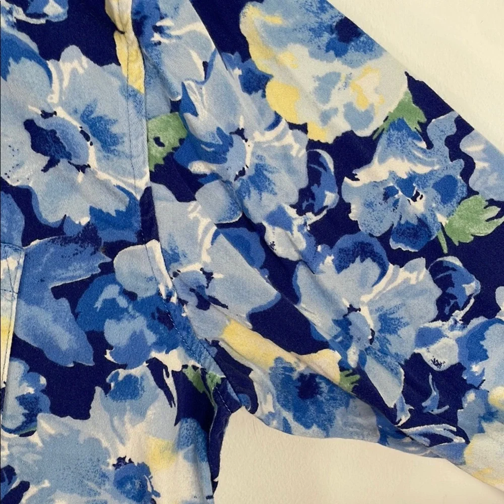 Lauren Ralph Lauren‎ Floral 3/4 Sleeve Notch Collar Long Pants Pajama Set Sz L